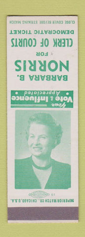 Matchbook Cover - Barbara Norris Clerk of Courts  SAMPLE
