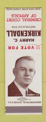 Matchbook Cover - Harry Kirkendall Criminal Court of Appeals OK SAMPLE