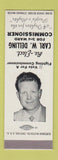 Matchbook Cover - Carl W Delling Commissioner Traverse City MI SAMPLE