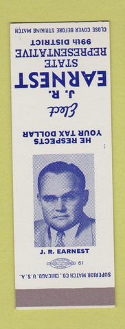 Matchbook Cover - JR Earnest State Rep Election 99th District SAMPLE
