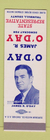 Matchbook Cover - James R O'Day State Rep Trumbull County OH SAMPLE