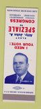 Matchbook Cover - John Speziale Congress CT became Chief Justice SAMPLE