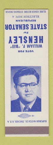 Matchbook Cover - William Bill Hensley State Senator SAMPLE
