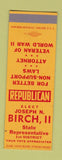 Matchbook Cover - Joseph Birch II State Rep Election SAMPLE
