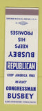 Matchbook Cover - Busbey Congress Election SAMPLE