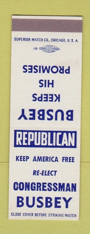 Matchbook Cover - Busbey Congress Election SAMPLE