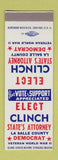 Matchbook Cover - Clinch State's Attorney La Salle County IL? SAMPLE