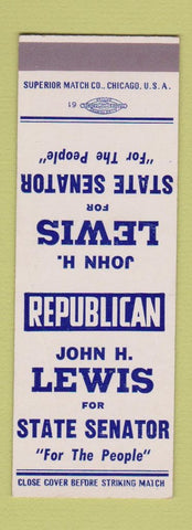 Matchbook Cover - John Lewis State Senator Election WEAR SAMPLE