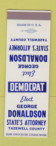 Matchbook Cover - George Donaldson State's Attorney Tazewell County IL SAMPLE