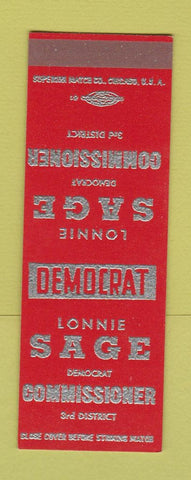 Matchbook Cover - Lonnie Sage Commissioner Election SAMPLE