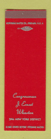 Matchbook Cover - Congressman J Ernest Wharton New York 29th District SAMPLE