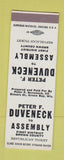 Matchbook Cover - Peter Duveneck Assembly Election Brown County WI SAMPLE