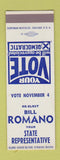 Matchbook Cover - Bill Romano State Rep Election SAMPLE