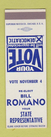 Matchbook Cover - Bill Romano State Rep Election SAMPLE