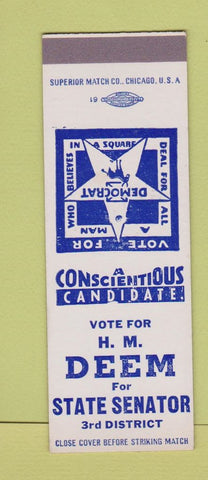 Matchbook Cover - HM Deem State Senator Election SAMPLE
