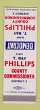 Matchbook Cover - T Ray Phillips County Commissioner Election SAMPLE