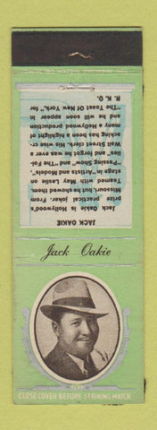 Matchbook Cover - Diamond Movie Stars 1930's Jack Oakie WORN BACK GREEN