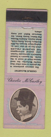 Matchbook Cover - Diamond Movie Stars 1930's Charlie McCarthy PURPLE