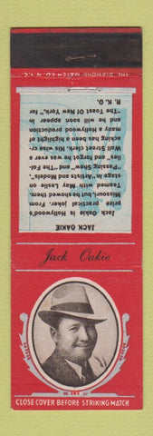 Matchbook Cover - Diamond Movie Stars 1930's Jack Oakie RED