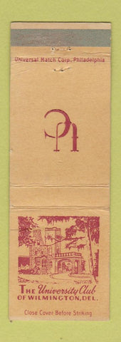 Matchbook Cover - The University Club Wilmington DE