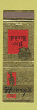 Matchbook Cover - Harvey's Restaurant Pete Randall Wilmington DE
