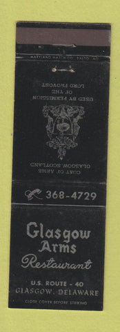 Matchbook Cover - Glasgow Arms Restaurant DE WEAR