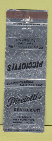 Matchbook Cover - Picciotti's Restaurant Wilmington DE