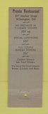 Matchbook Cover - Presto Restaurant Wilmington DE