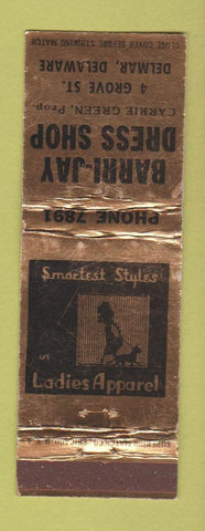 Matchbook Cover - Barri Jay Dress Shop Delmar DE GOLD WEAR