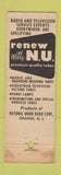 Matchbook Cover - NU Radio TV Tubes D&M Wilmington DE WORN