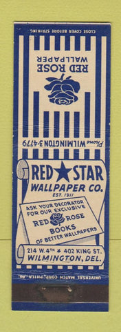 Matchbook Cover - Red Rose Wallpeper Wilmington DE