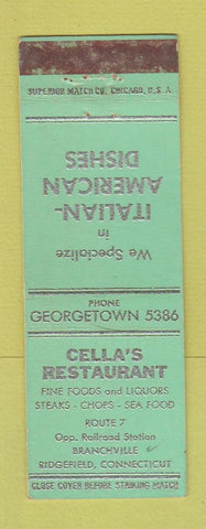 Matchbook Cover - Cella's Restaurant Ridgefield CT WEAR Italian