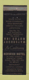 Matchbook Cover - Norwich Hotel CT Waterbury WORN
