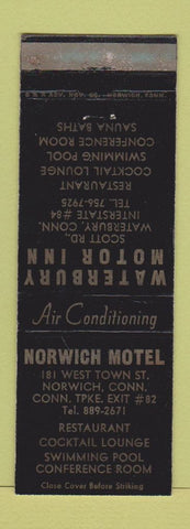 Matchbook Cover - Norwich Hotel CT Waterbury WORN