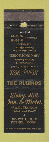 Matchbook Cover - Stony Hill Inn Motel Bethel CT