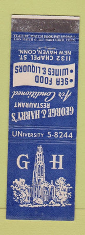Matchbook Cover - George & Harry's Restaurant New Haven CT feature WEAR