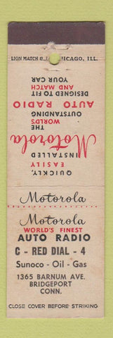 Matchbook Cover - Motorola Radio Sunoco oil gas Bridgeport CT