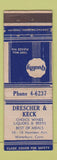 Matchbook Cover - Drescher & Keck Restaurant Waterbury CT WEAR