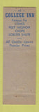 Matchbook Cover - College Inn Milford CT