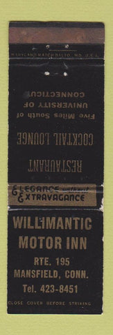 Matchbook Cover - Willimantic Motor Inn Mansfield CT
