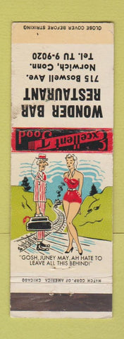 Matchbook Cover - Wonder Bar Restaurant Norwich CT hillbilly WEAR