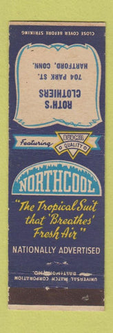Matchbook Cover - Northcool Men's Suits Roth's Clothes Hartford CT