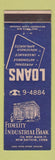 Matchbook Cover - Fidelity Industrial Bank New Britain CT