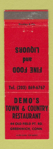 Matchbook Cover - Demo's Town and Country Restaurant Greenwich CT