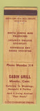 Matchbook Cover - Cabin Grill Moodus CT low phone #
