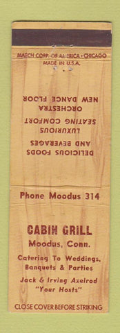 Matchbook Cover - Cabin Grill Moodus CT low phone #