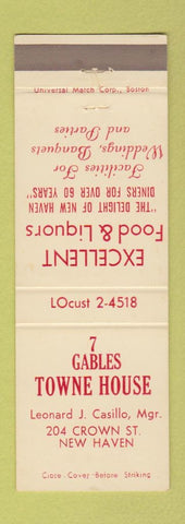 Matchbook Cover - 7 Gables Towne House New Haven CT