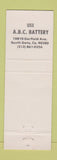 Matchbook Cover - ABC Battery South Gate CA 1976