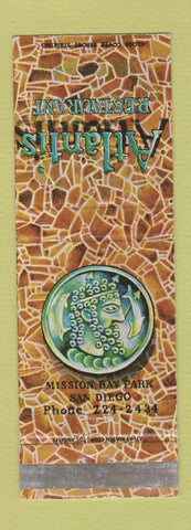 Matchbook Cover - Atlantis Restaurant San Diego CA