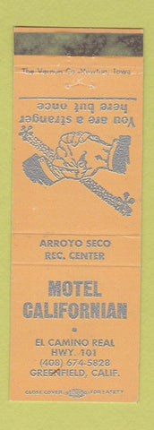 Matchbook Cover - Motel Californian Greenfield CA WEAR
